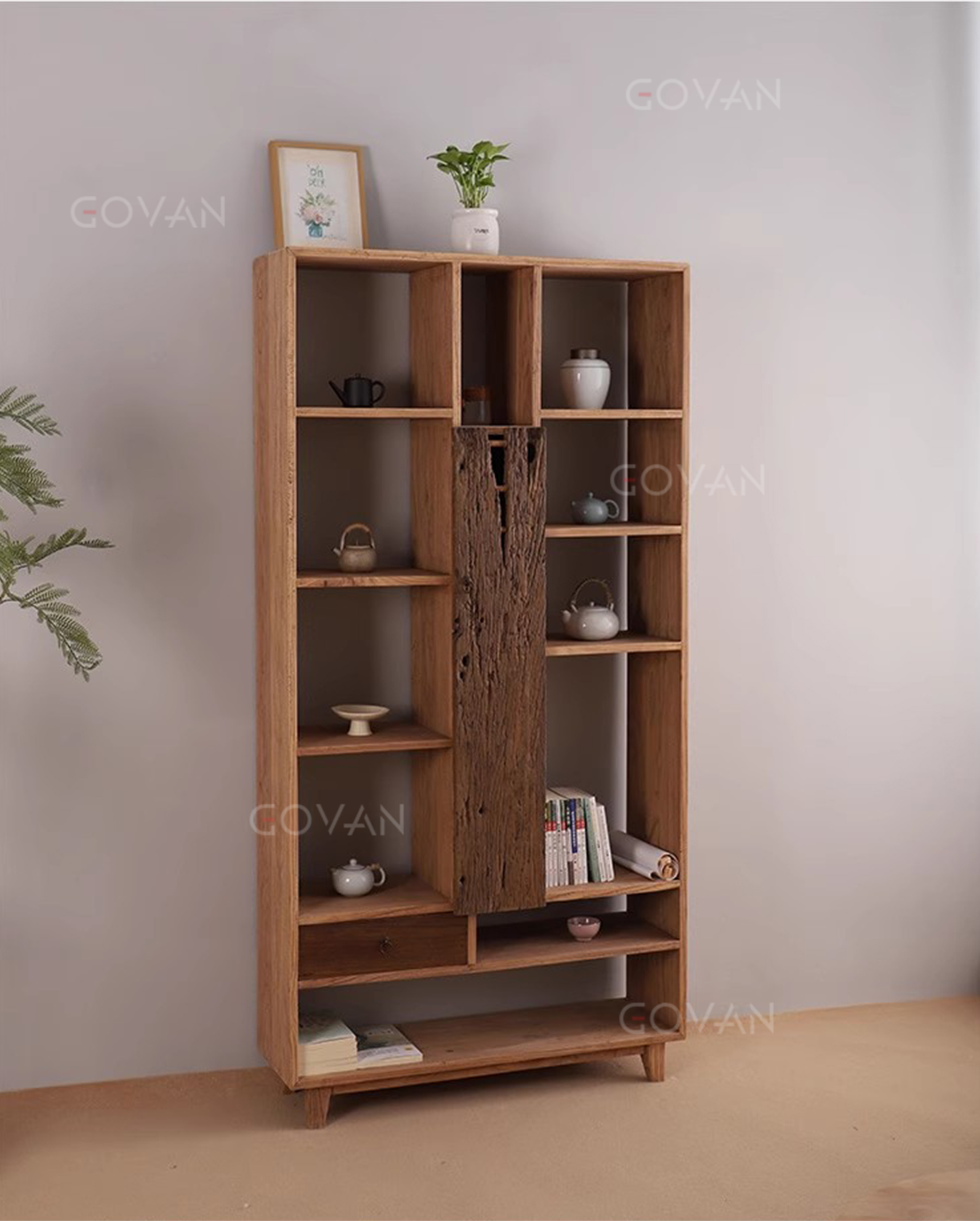 Wooden Furniture-Bookcase-Chinese Old Wooden Antique Frame