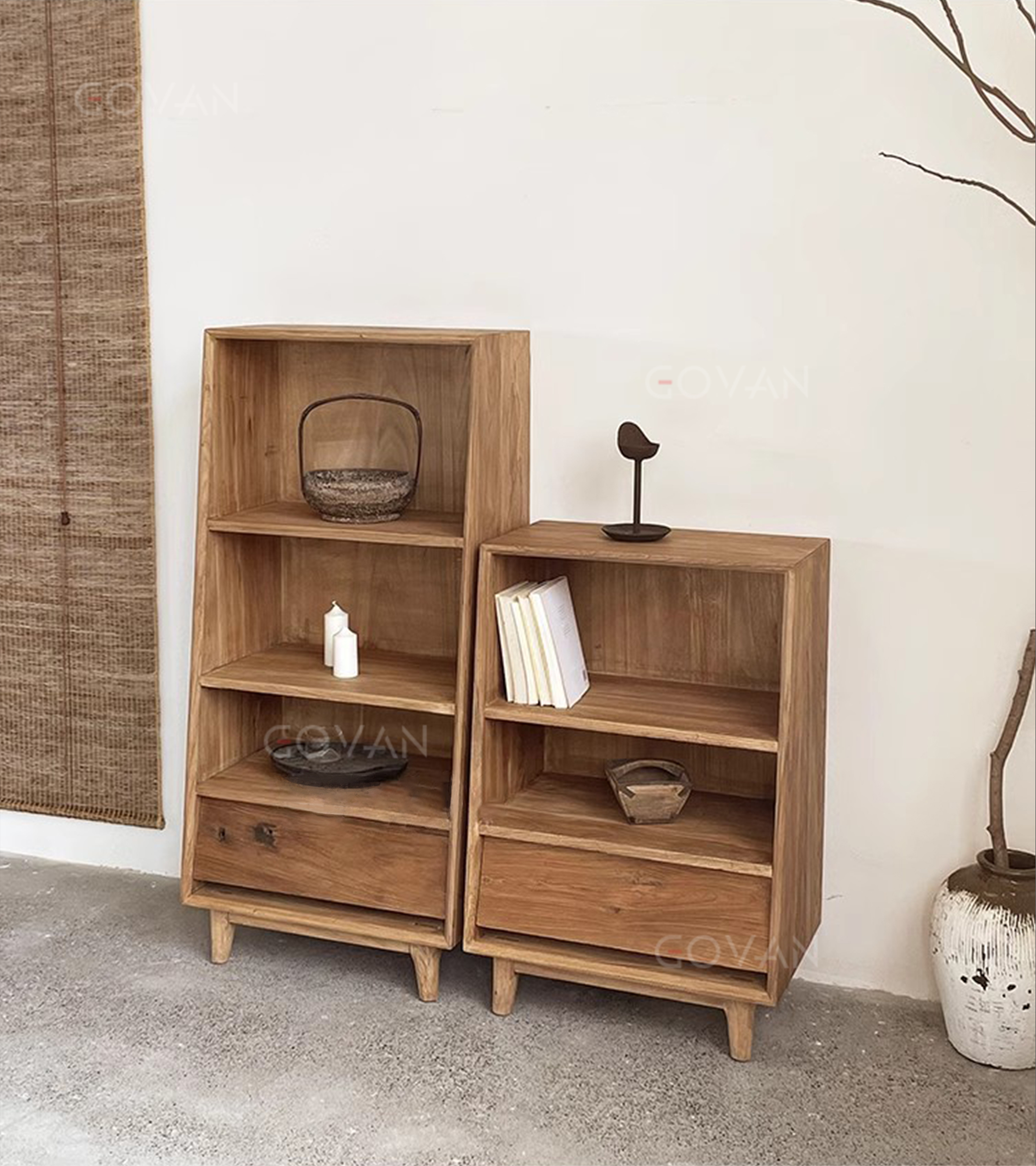 Wooden Furniture-Bookcase-Old Wooden Floor Shelving