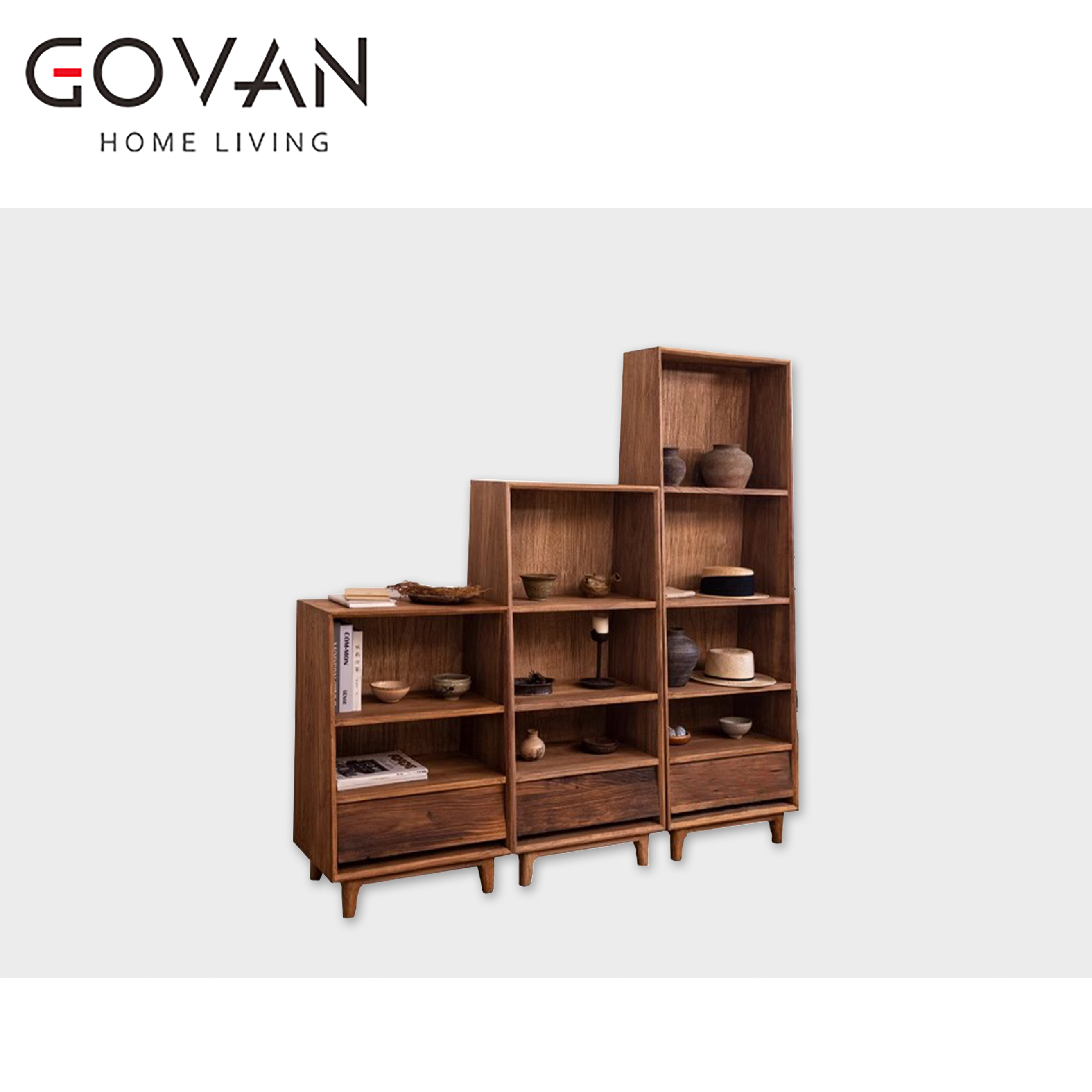 Wooden Furniture-Bookcase-Old Elm Display Stand