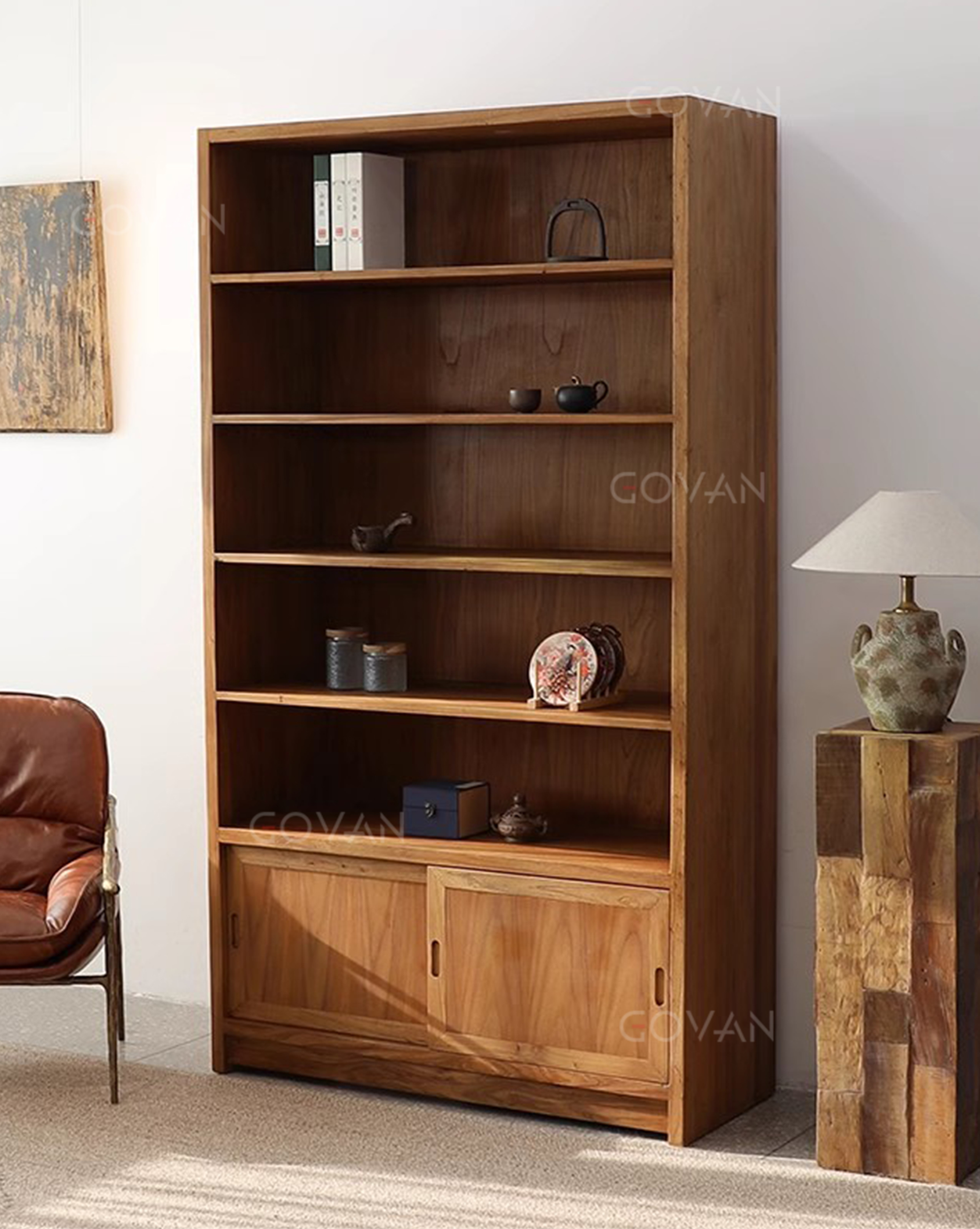 Wooden Furniture-Bookcase-Surprise Dead Wind Old Elm Bookshelf 1