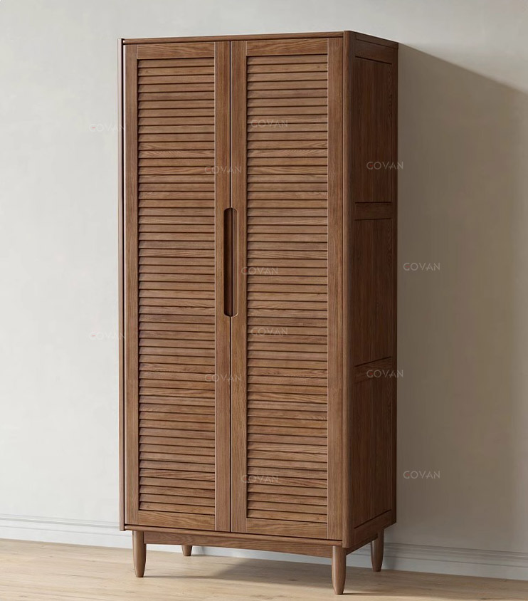 Wooden Furniture-Wardrobe-Nordic Solid Wood Wardrobe