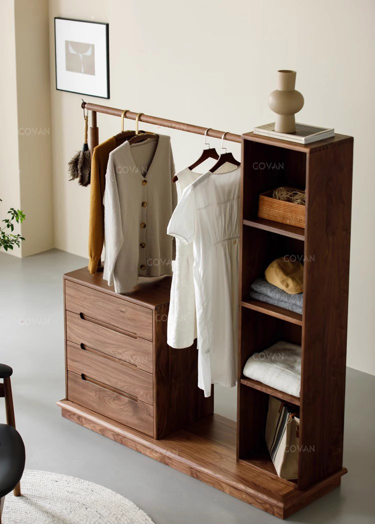 Wooden Furniture-Wardrobe-Nordic Solid Wood Closet Coat And Hat Rack