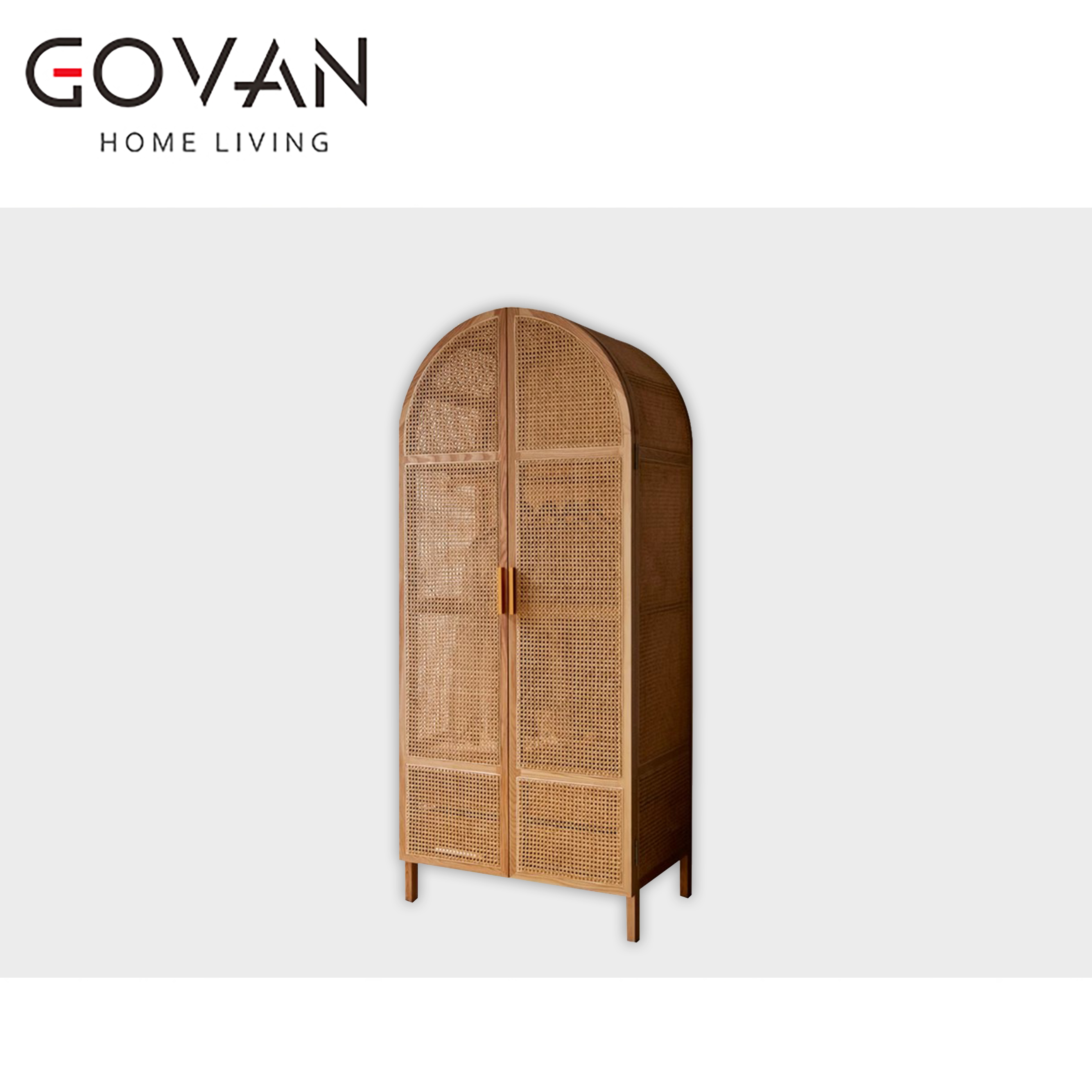 Wooden Furniture-Wardrobe-Simple Rattan Art Wardrobe