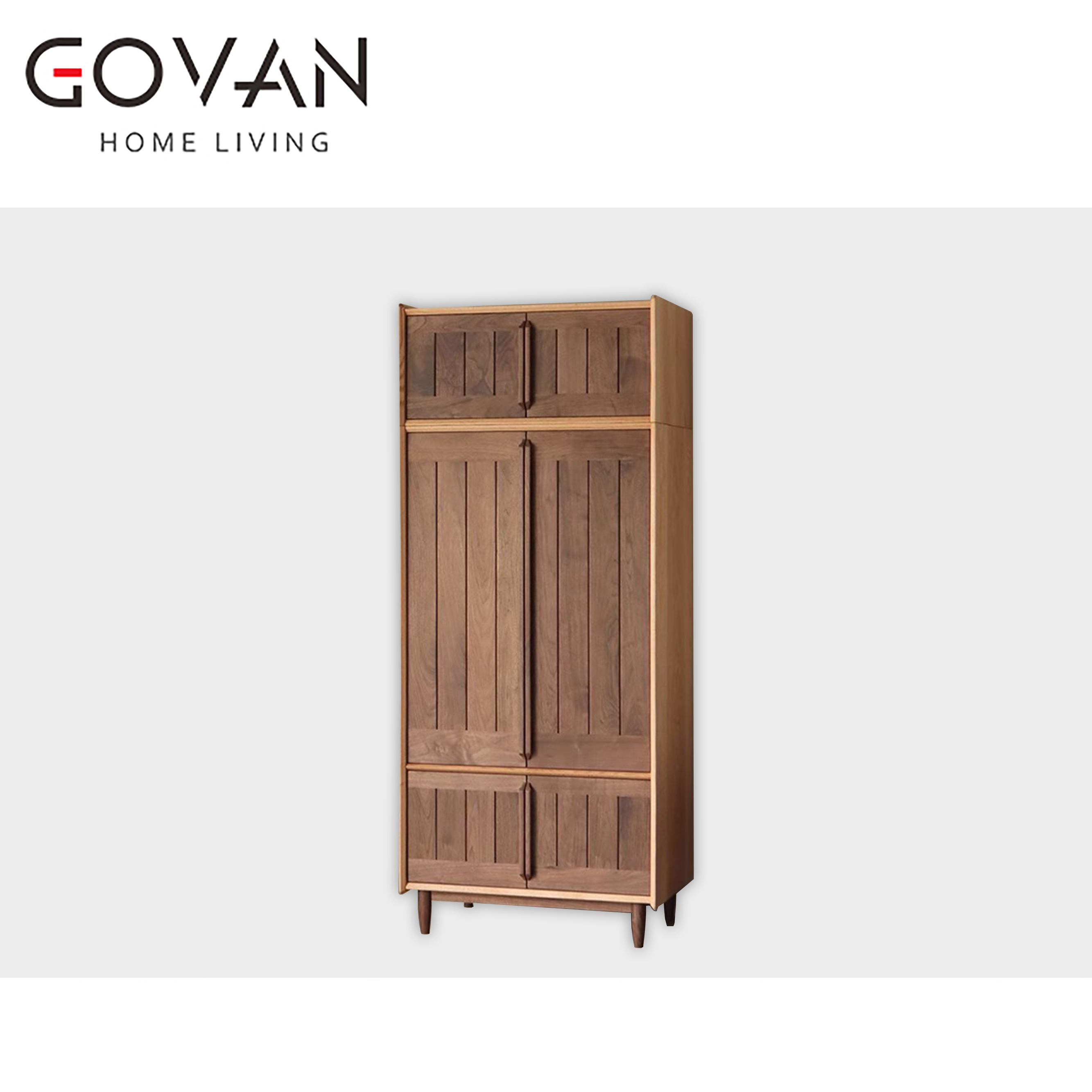 Wooden Furniture-Wardrobe-Nordic Simple Black Walnut Wardrobe