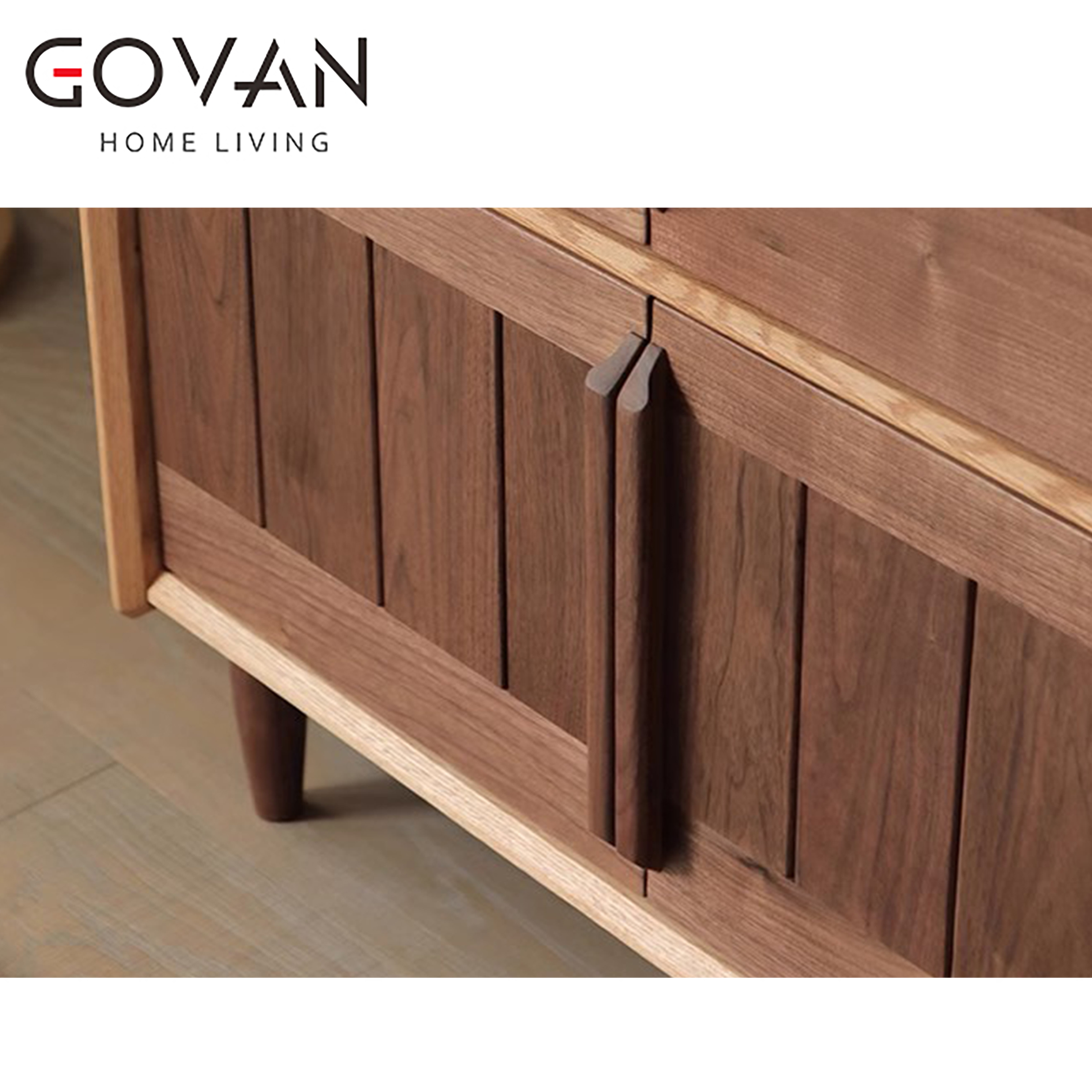 Wooden Furniture-Wardrobe-Nordic Simple Black Walnut Wardrobe