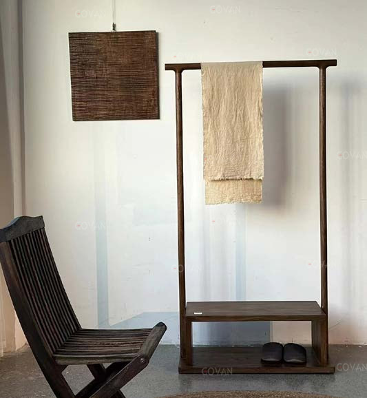 Wooden Furniture-Wardrobe-New Chinese Style Solid Wood Clothes Stand