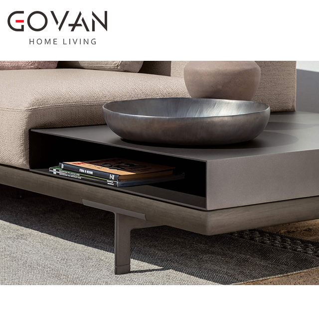 Allure Collection-Table-Outdoor Coffee Table with shelf