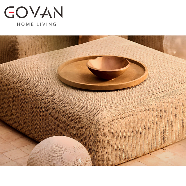 Mai Collection-Pouf-Outdoor Rectangular Fabric Pouf