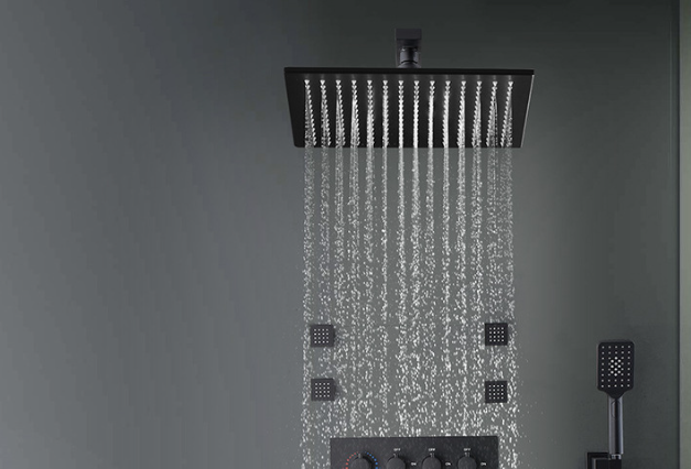 wall-mounted shower head.