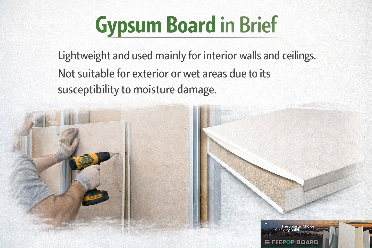 what is the difference between fiber cement board and gypsum board