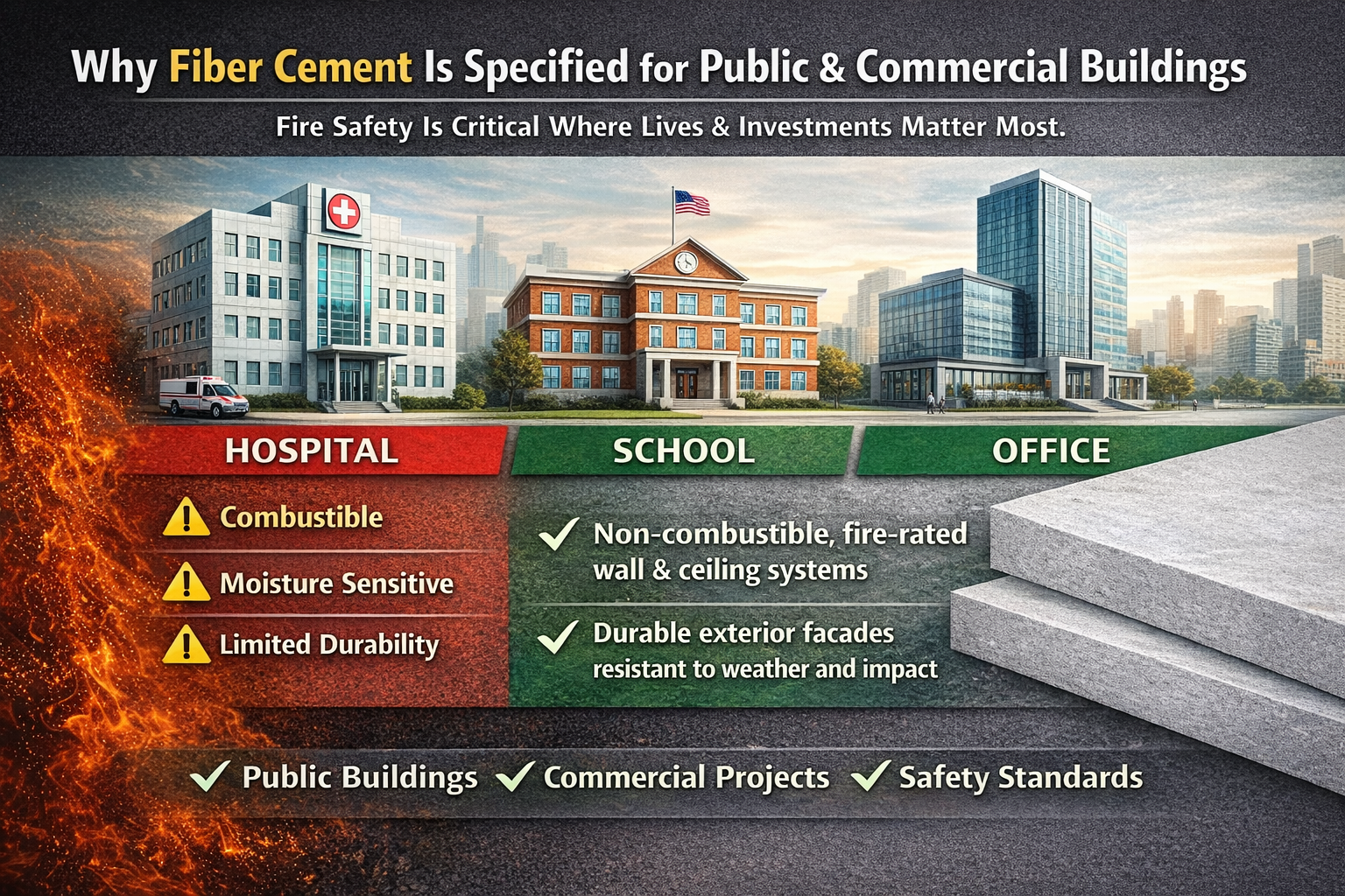 Why Fiber Cement Boards Are Replacing Wood and Gypsum in Fire-Critical Areas Fire Safety R