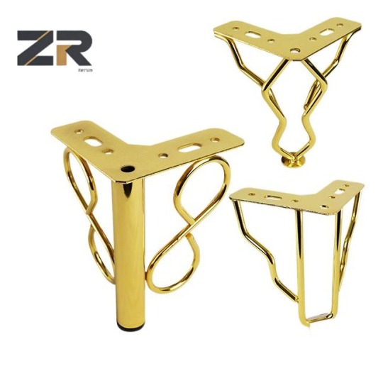 دعامة سرير أريكة من الحديد المصقول الذهبي الحديث من زيرون، ساق أريكة معدنية شديدة التحمل للفنادق، شائعة لدى الفنادق