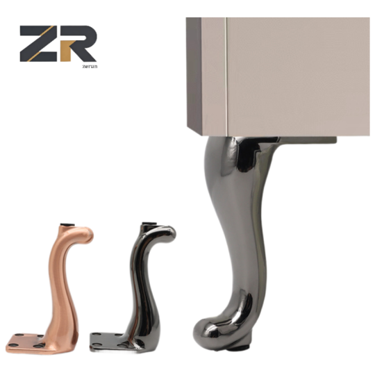 أرجل خزانة حديدية حديثة من زيرون باللون الذهبي الأسود، أرجل أريكة صناعية جديدة لغرفة المعيشة وغرفة النوم والمكتب المنزلي وطاولة الطعام