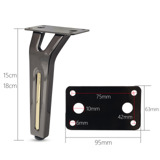 إكسسوارات أثاث حديدية متينة بتصميم عصري فاخر من زيرون، أرجل أريكة وسرير معدنية سوداء لغرفة المعيشة في الهواء الطلق للفنادق