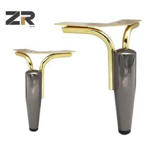 Patas de muebles contemporáneos Zerun en forma de triángulo, en negro brillante y dorado, para silla, sala de estar, hogar, oficina, sofá cama, ¡oferta!