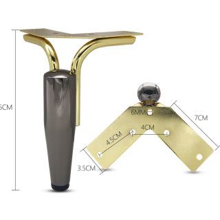 ZERUN Shiny Black and Golden Triangle Contemporary Furniture Legs for Chair for Living Room Home Office Sofa Bed Hot Selling