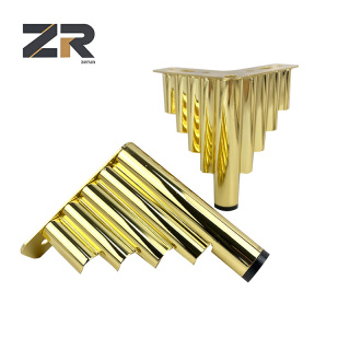 Pied de canapé moderne en métal ZERUN, forme de montagne dorée, matériel à rayures, meubles de salon contemporains, support de table de lit à manger