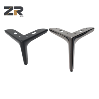 ZERUN Pieds de canapé modernes en forme de Y en métal doré et noir pour salon, chambre à coucher, bureau, salle de bain
