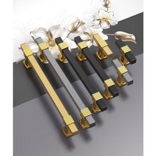 ZERUN Puxador de gaveta de alumínio de luxo para armário de 96 mm, acessório preto de luxo para guarda-roupas de quarto e cozinha, feito de liga de zinco