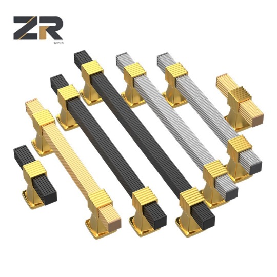 ZERUN Luxus-Schubladengriff aus Aluminium, 96 mm, schwarz, Luxus-Zubehör für Schlafzimmer, Küchenschränke, aus Zinklegierung