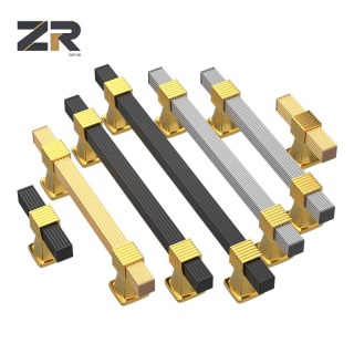 Poignée de tiroir de luxe en aluminium ZERUN 96 mm, accessoire de luxe noir pour armoires de cuisine et chambre à coucher, en alliage de zinc