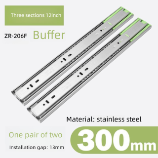 ZERUN 40 mm de largura, armário de cozinha de aço inoxidável com três trilhos, armário para vinho, refrigerador externo, corrediças de gaveta com rolamento