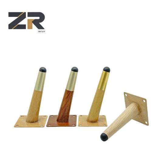 Pieds de meuble Zerun en tube conique de 4 à 20 pouces, en fer, grain de bois, droits et obliques, pour usage extérieur, pour canapé, salle à manger, chaise