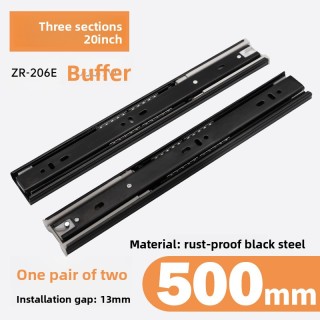 ЗЕРУН 45 мм, нержавеющая сталь, черная, с тремя направляющими, для кухонного шкафа, винного шкафа, уличного холодильника, направляющие для ящиков