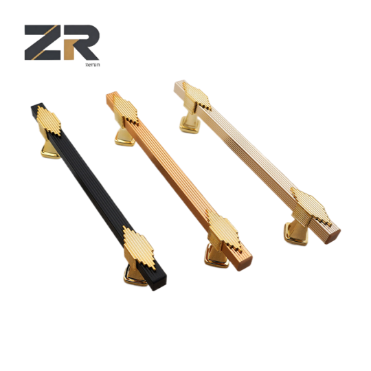 ZERUN Poignées de porte de placard de cuisine, style simple et moderne, en alliage d'aluminium doré, 96 mm, pour tiroir