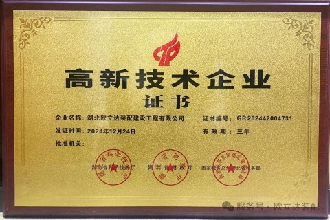 Awarded the certificate of high-tech enterprise