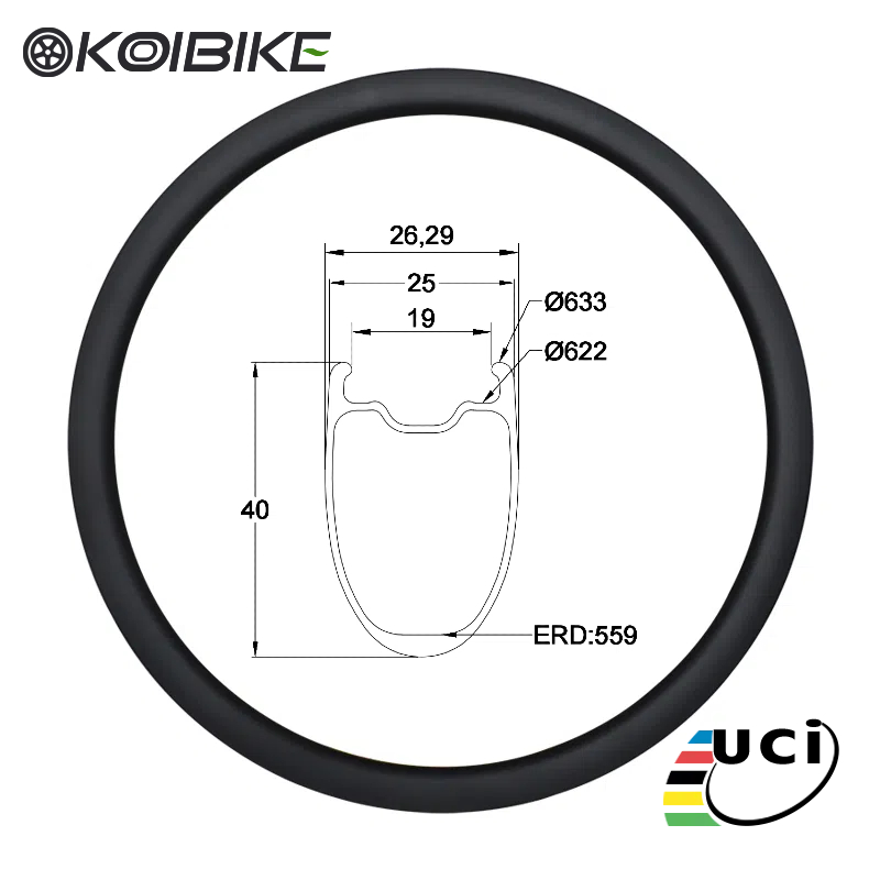 Carbon fiber Tubeless tire Lightweight 40mm Tubeless Compatible