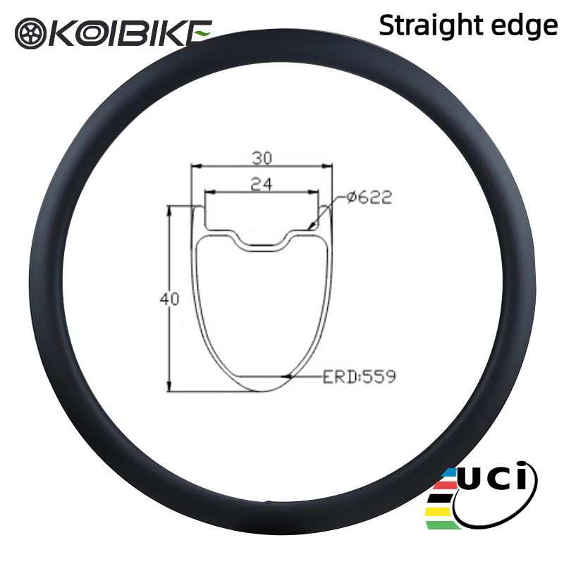 Carbon Fiber Rim Straight/Shooked Edge Carbon Rim Custom Carbon Wheel Rim 40x30mm