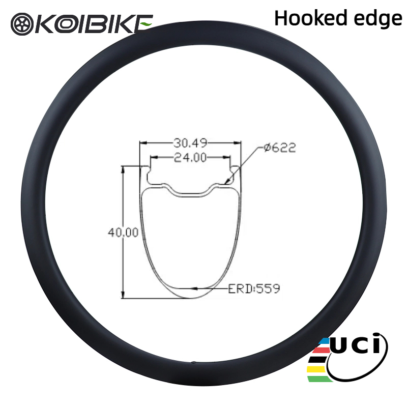 Carbon Fiber Rim Straight/Shooked Edge Carbon Rim Custom Carbon Wheel Rim 40x30mm