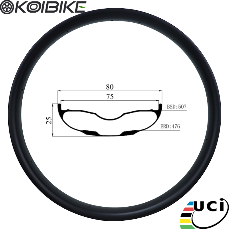 Carbon fiber snow bike rim wide bike rim Tubeless snow bike rim 25x80mm