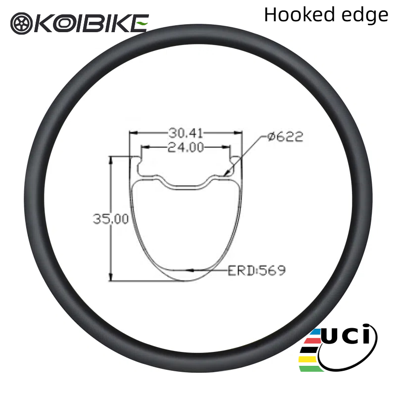 High-Performance Full Carbon Fiber Bicycle Rims 35x30mm Straight Edge and Hooked Edge