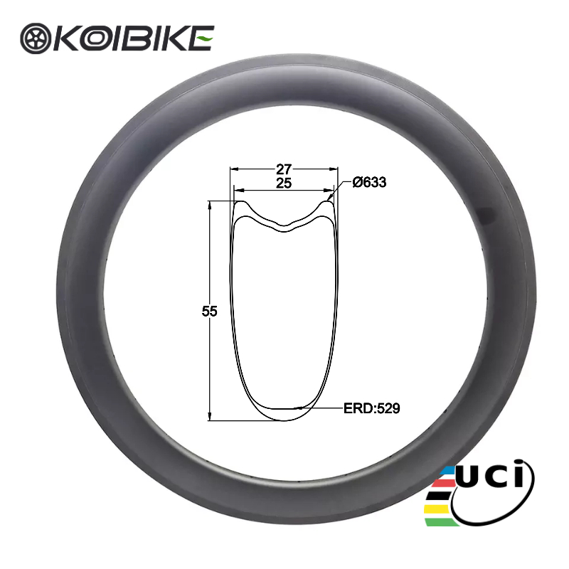 55mm tubular Ultra-Lightweight carbon rims wheelset road bike