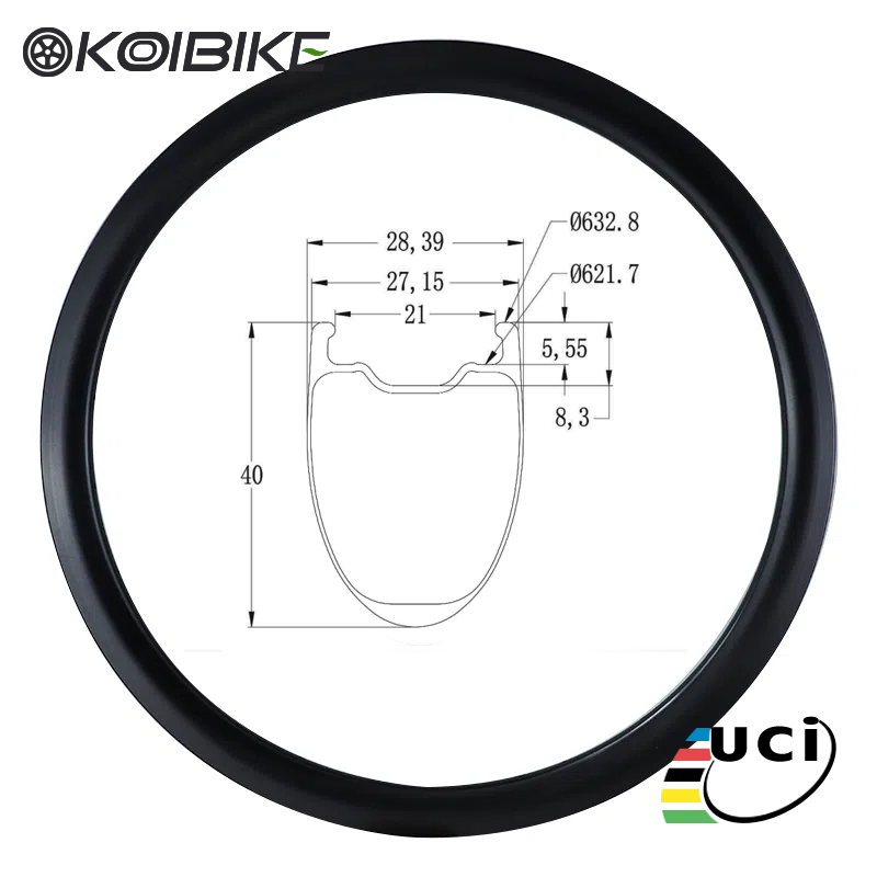 Carbon fiber road bike rim Carbon fiber tubeless rim Road bike rim 40x28mm