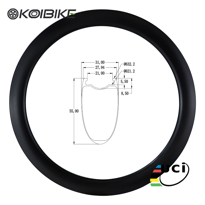 Tubeless 55 depth dics brake road bicycle wheelset bike rim