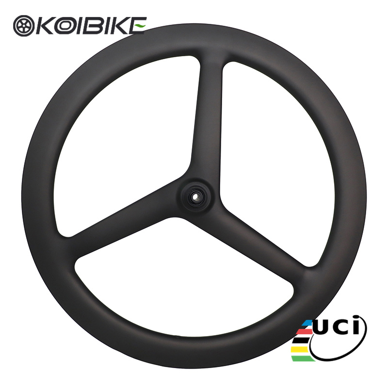 carbon tri spoke road bike front wheel