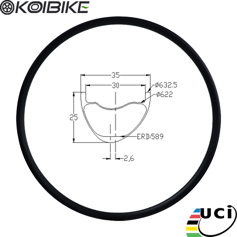 Carbon MTB Rim Offset Spoke Hole Rim Carbon Mountain Bike Rim hookless 25x35mm
