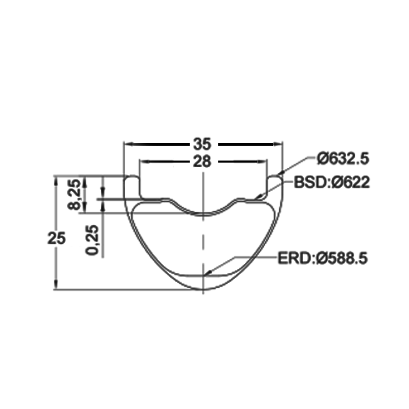All-terrain mountain bike rim MTB rim lightweight rim straight-side design rim 25x35mm