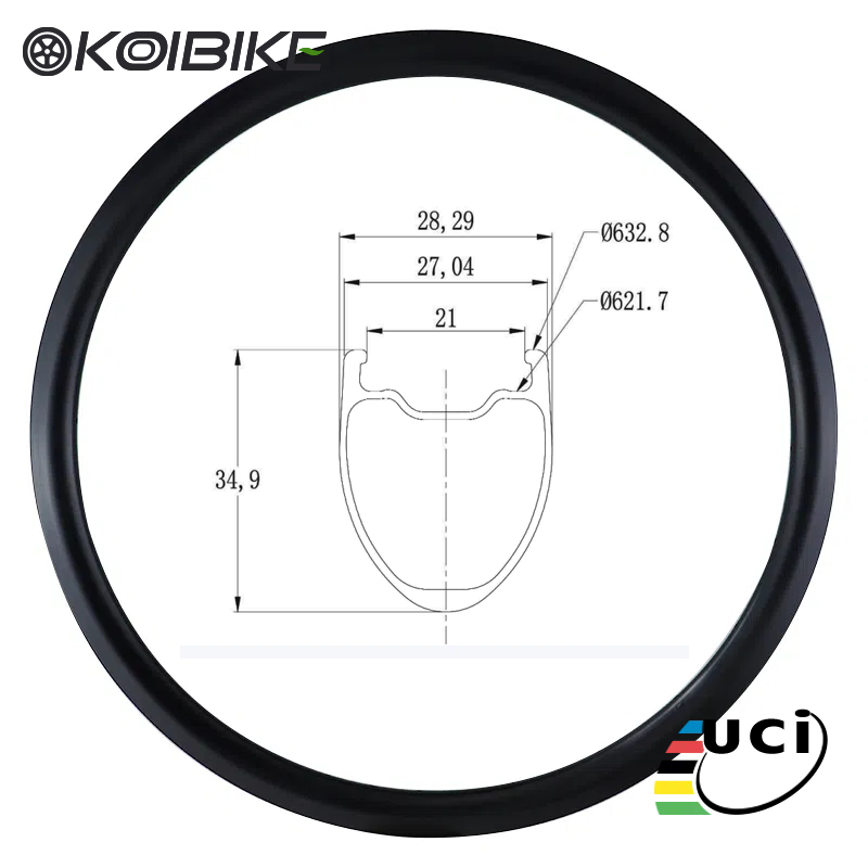 carbon road bike wheel rims for tubeless tires 35mm X 28mm
