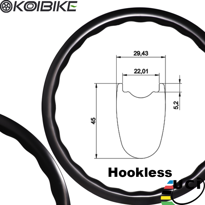 Road Bike Wave Rim Carbon Fiber Wave Wave Rim 45x28mm Hookless＆Hooked