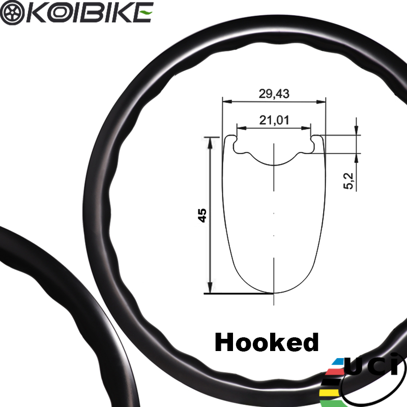 Road Bike Wave Rim Carbon Fiber Wave Wave Rim 45x28mm Hookless＆Hooked