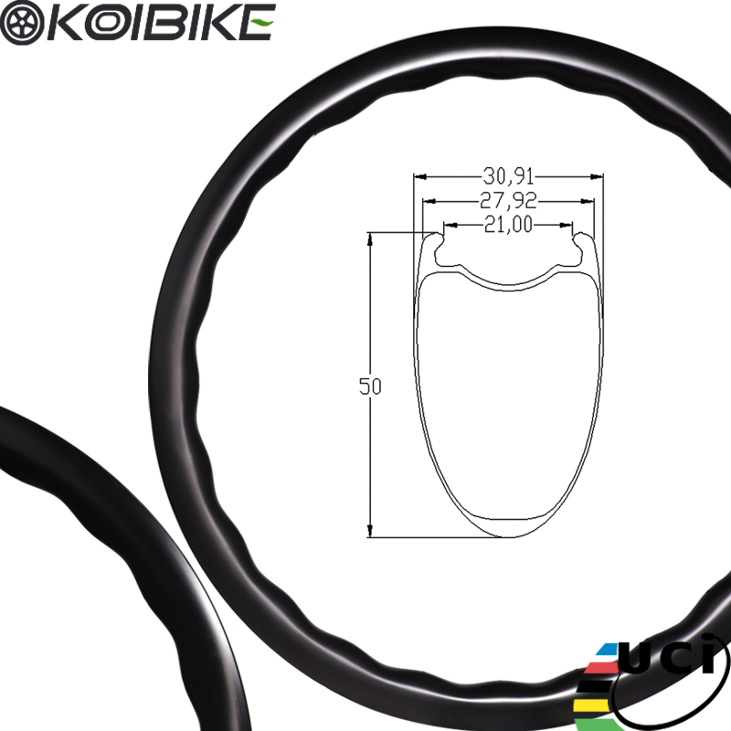 Carbon fiber rim Caebon Wave rim Wave rim Tubeless compatible 50x28mm