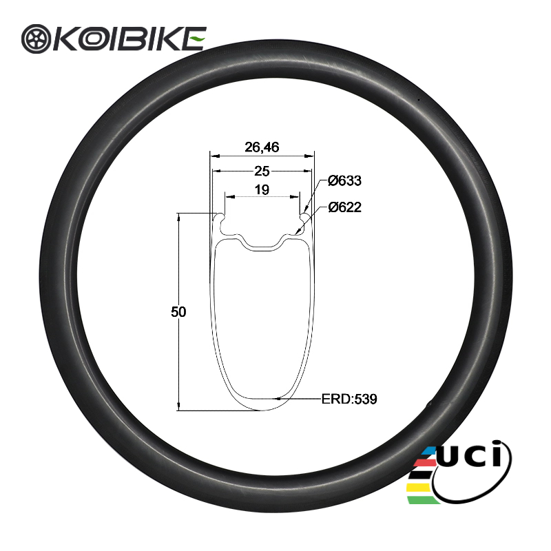 50MM Carbon Road bike Rims tubeless cycling Wheels