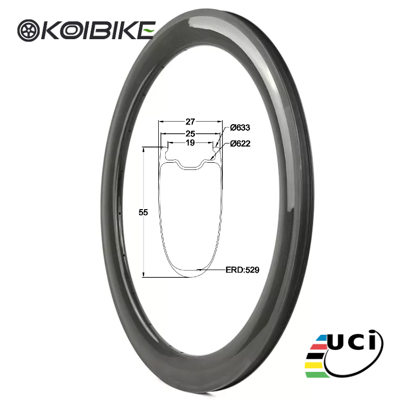 55mm tubeless carbon rims road bike