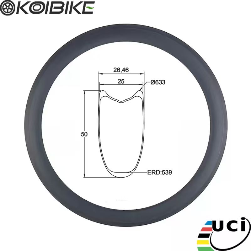 Tubular carbon 50MM depth 26 outer width road bike racing rims 700C