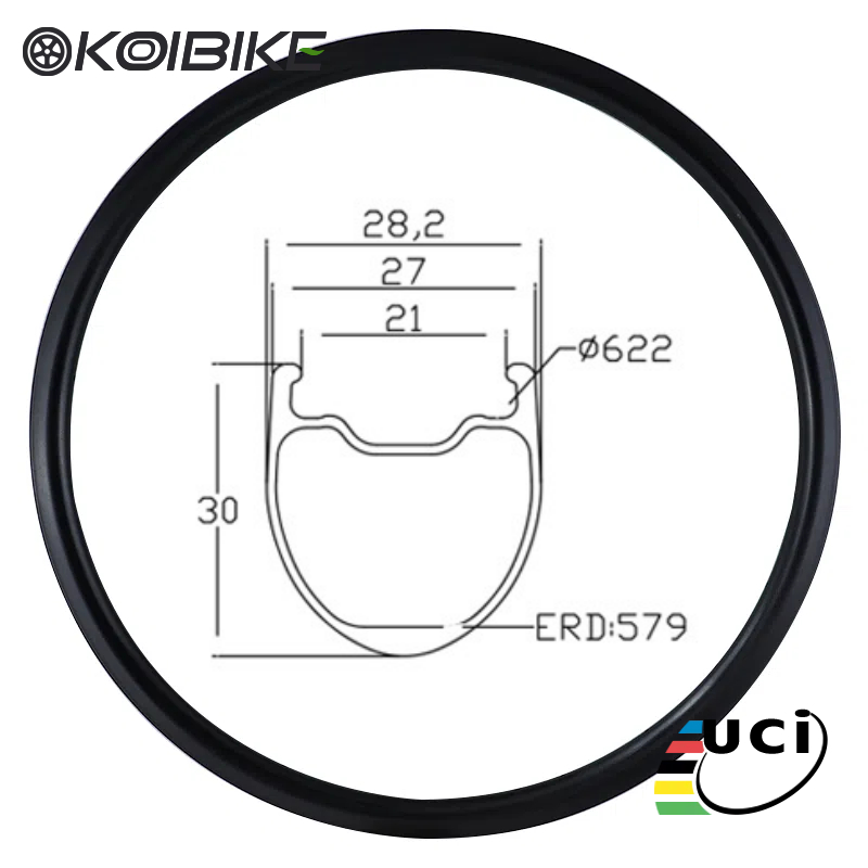 road bike rim carbon fiber 30mm x 28mm for tubeless tire