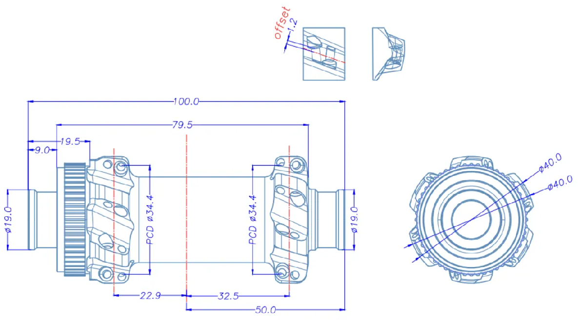 Bike Wheel Hub Bicycle hub 24 hole mountain bike hub Through-axle design